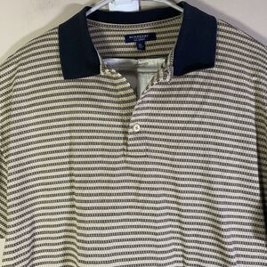 Burberrys Men's Beige Brown Fair Isle Flakes Short Sleeve Knit Polo Shirt XL